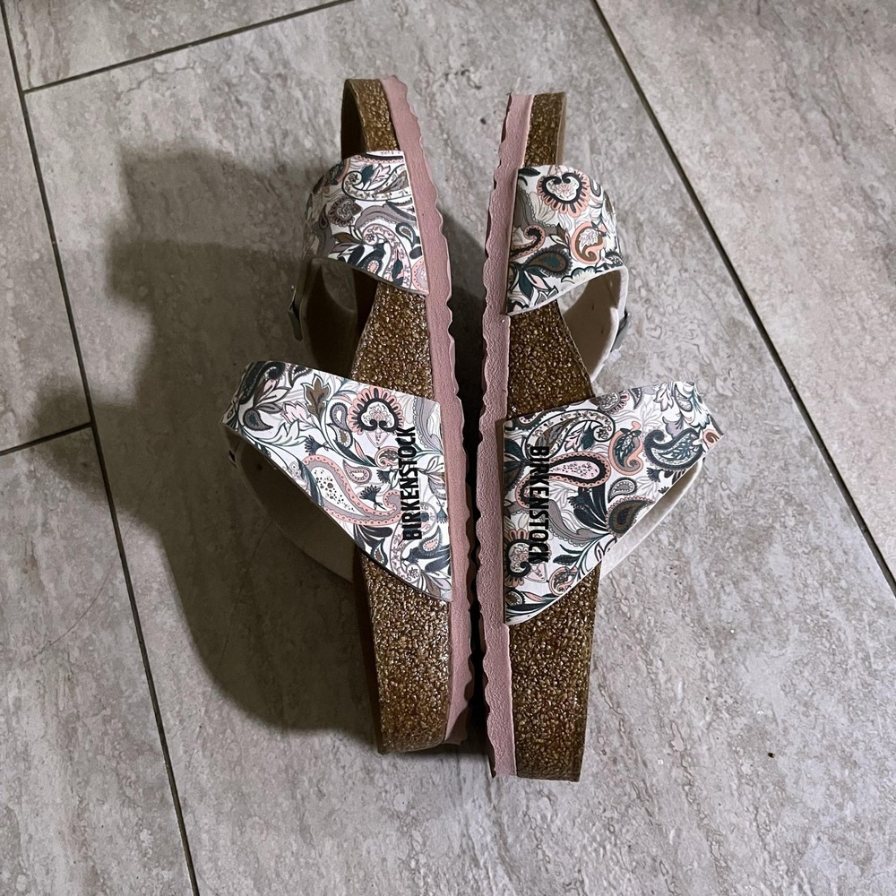 Birkenstock Arizona Sandals Womens 7 Multicolor Paisley Vegan Slide Shoes Pink - Picture 7 of 8